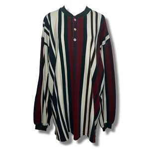 Vtg 90s Striped Cotton Long Sleeve Shirt